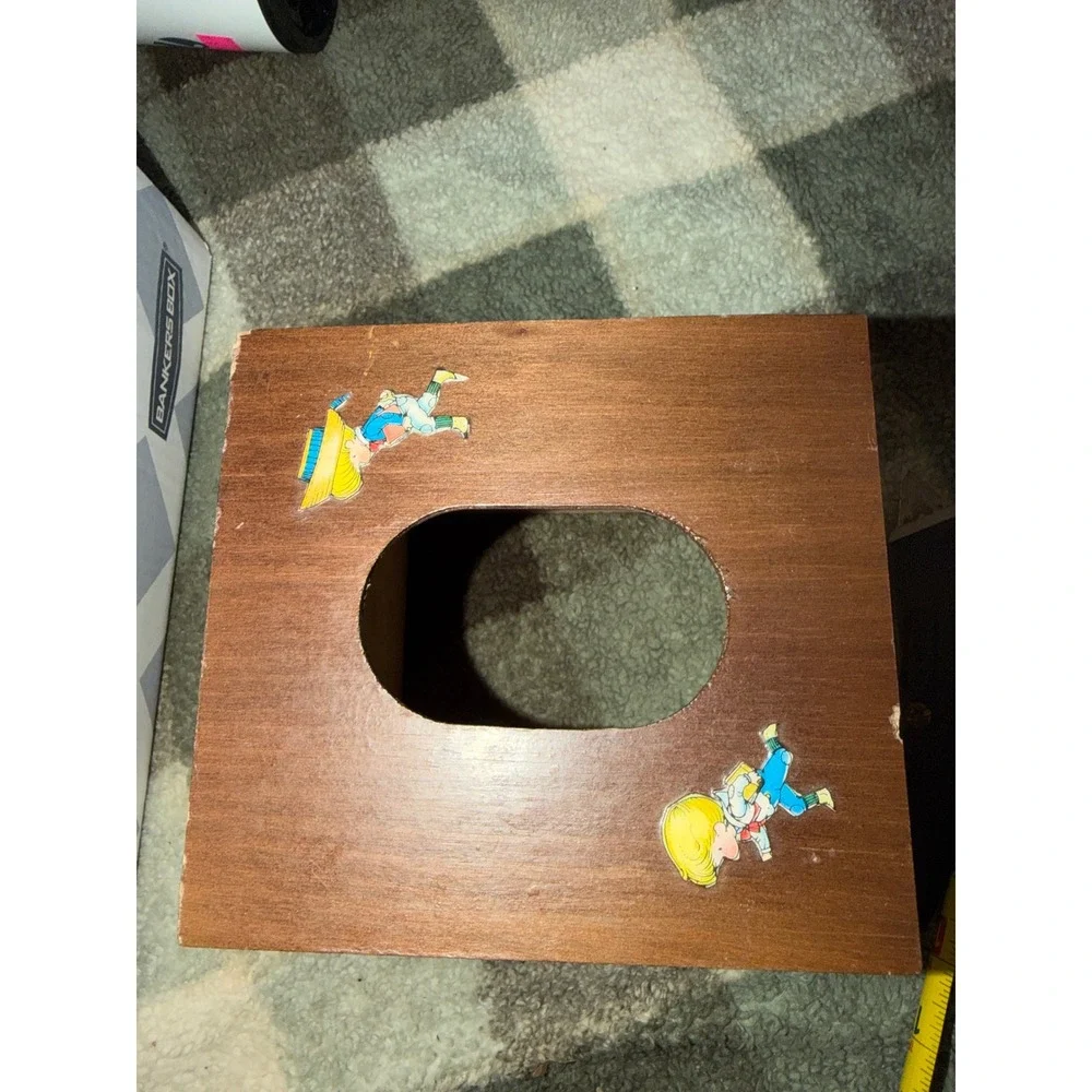 Vintage Wooden Decoupage Tissue Box Cover Children Americana Rustic Decor